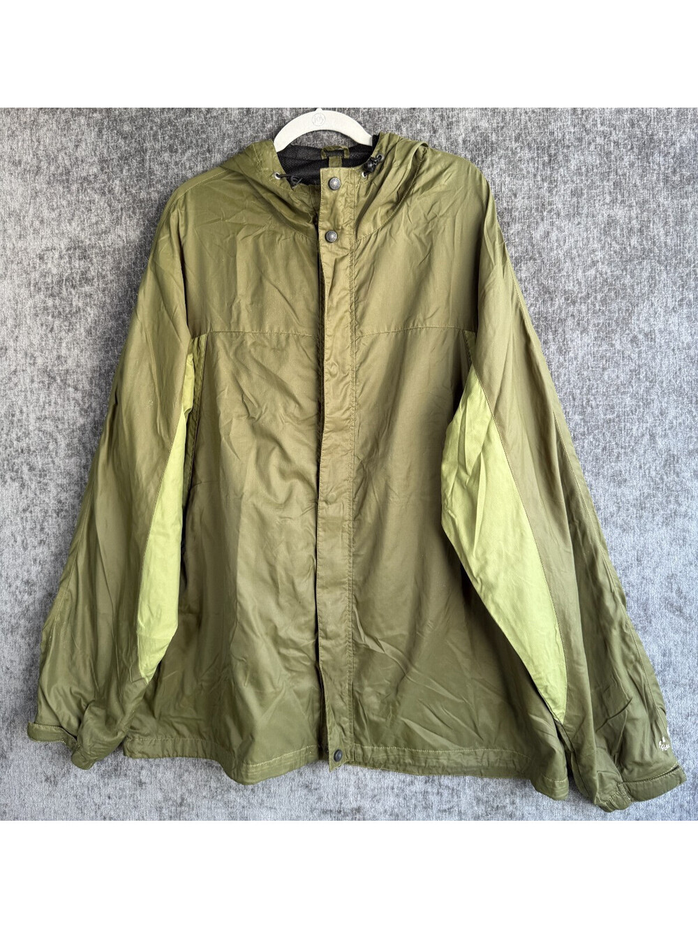 Eddie Bauer Windbreaker Jacket Mens XXL Tall Green Nylon Mesh Lined Hooded
